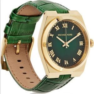 Michael Kors Green Gold Croco Leather Watch